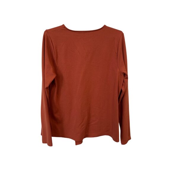 BEAUTIFUL by Lawrence Zarian Ponte VNeck Long Sleeve Seamed Top Size Medium Clay - Picture 3 of 8